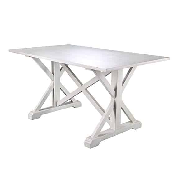 Cardwell Rectangular Dining Table - Farmhouse Style w/ Distressed White Wood Grain - Chic Design