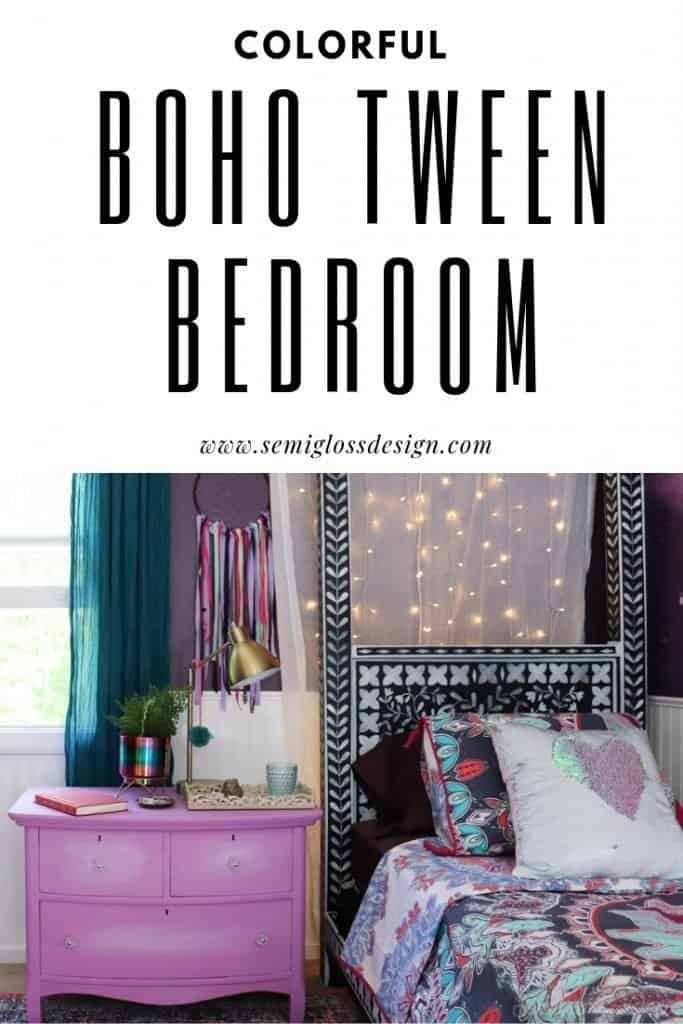 colorful boho tween bedroom