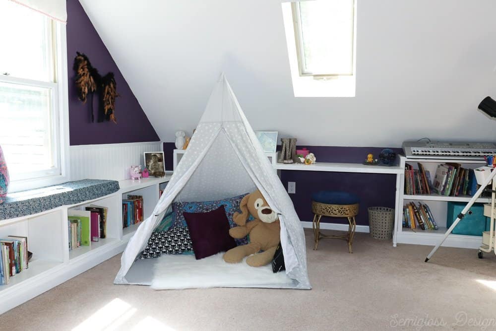 play tent in boho bedroom