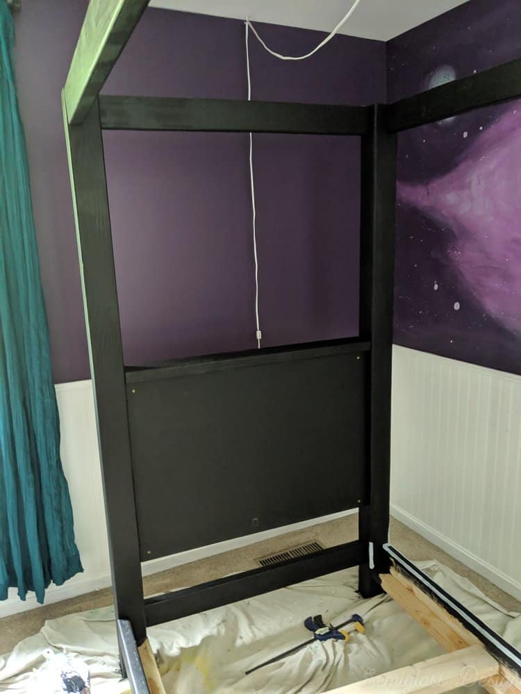 modern black canopy bed