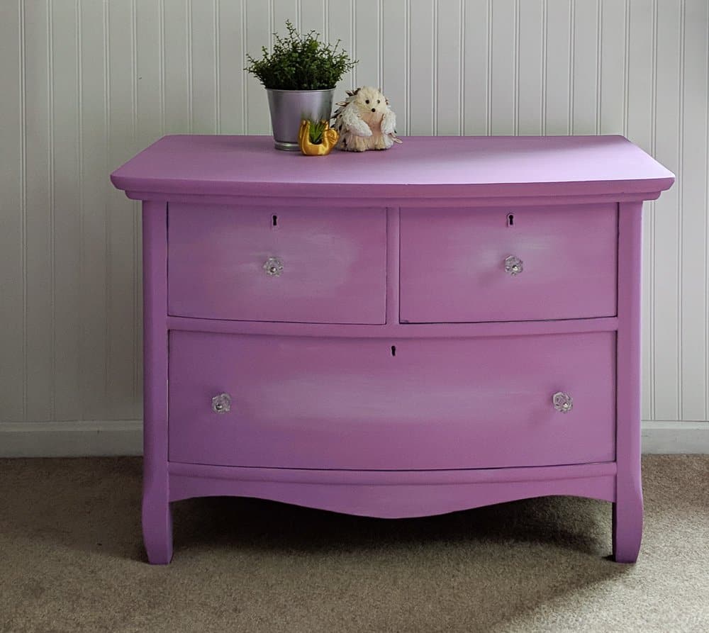 lavender dresser painted with DIY chalk paint