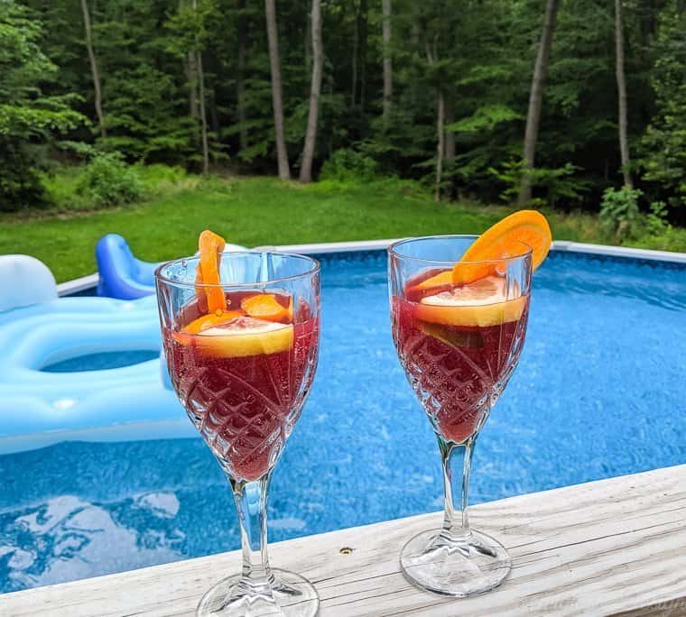 glasses of sangria poolside