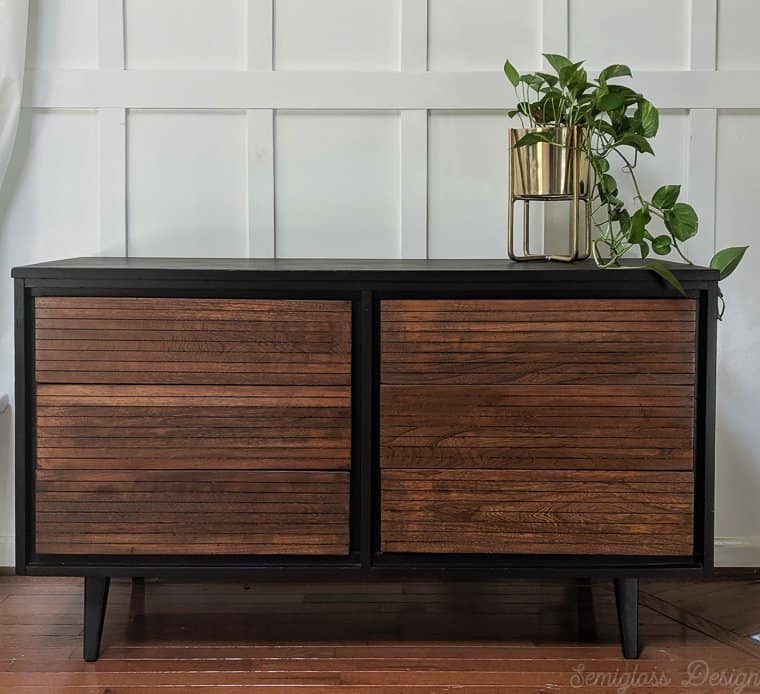 refinished mcm dresser with two tone finish