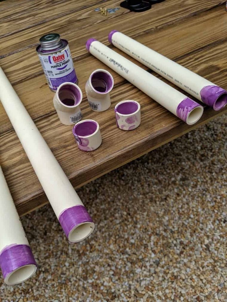 apply PVC primer to pipes