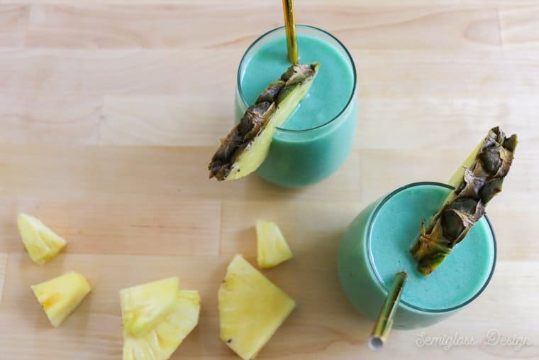 overhead shot of blue cocktails