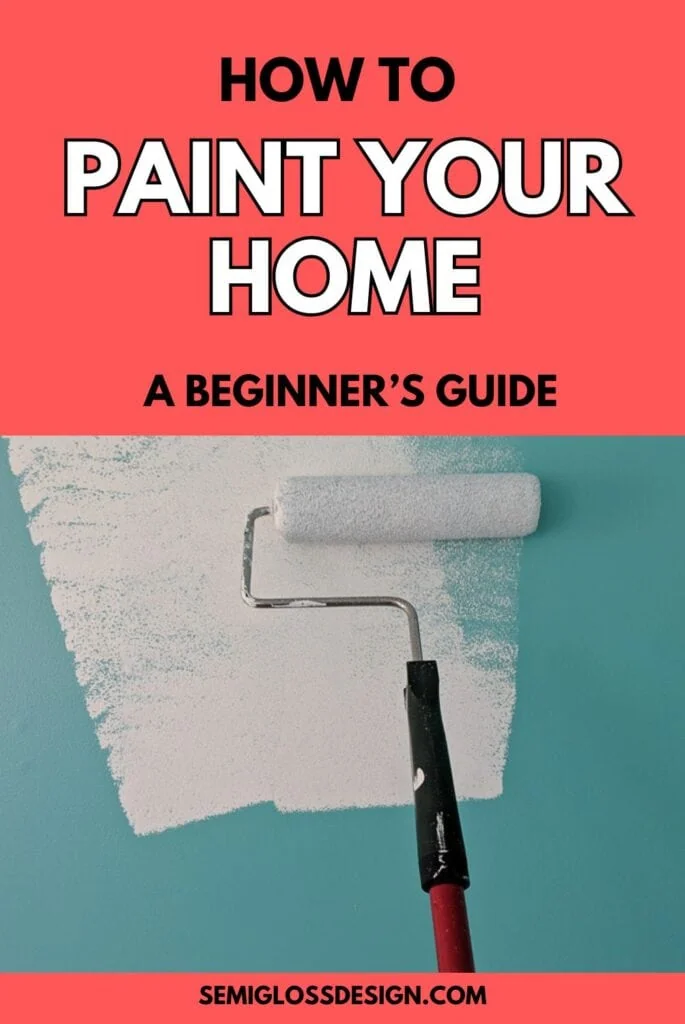 roller painting white paint over teal