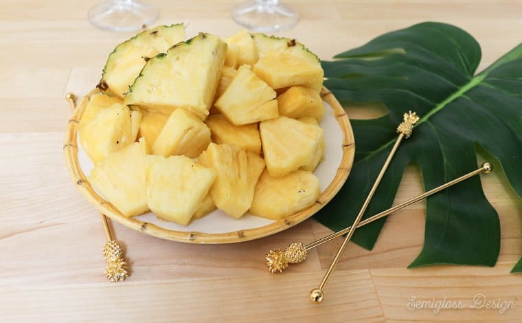 a plate of freshly cut pineapple