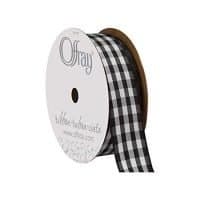 Gingham Check Craft Ribbon, 7/8-Inch x 9-Feet, Black, 7/8 Inch