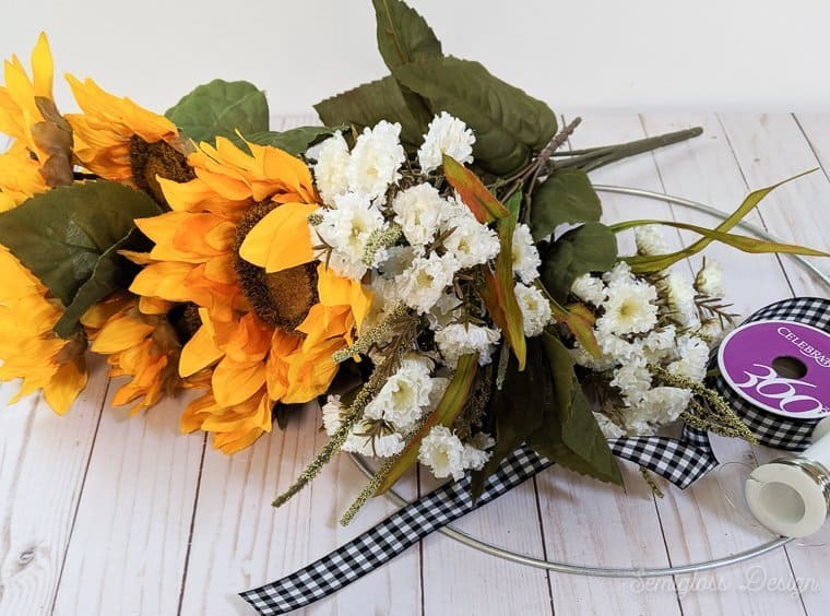 DIY sunflower wreath supplies