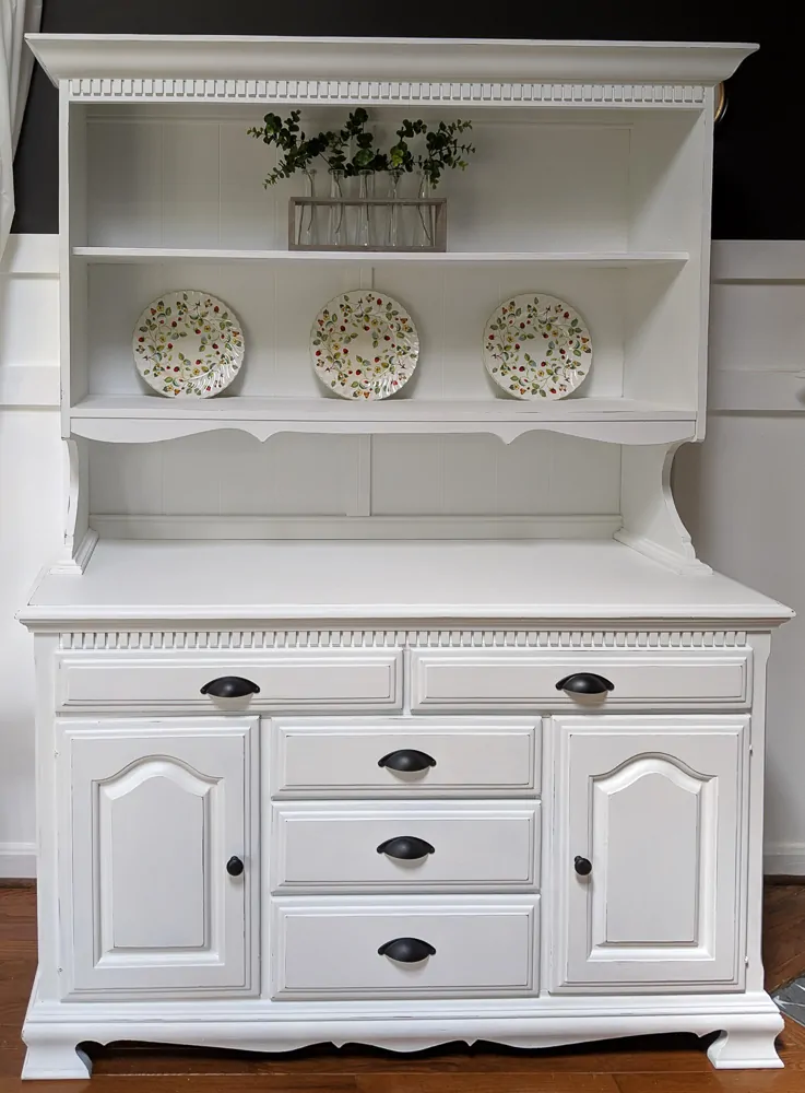 white painted china cabinet