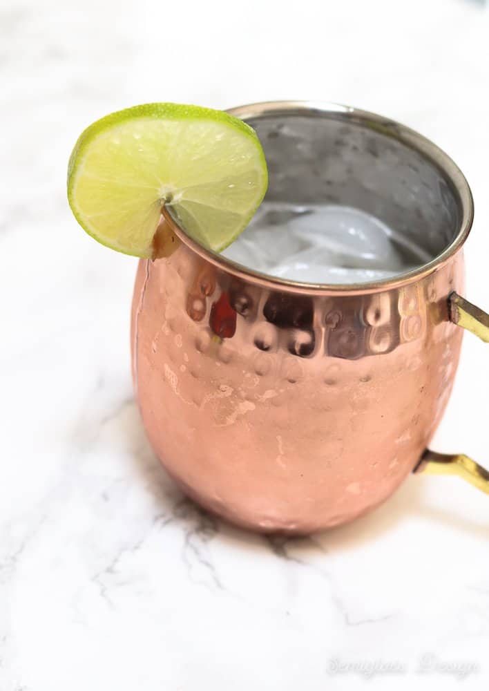 peach moscow mule in copper cup