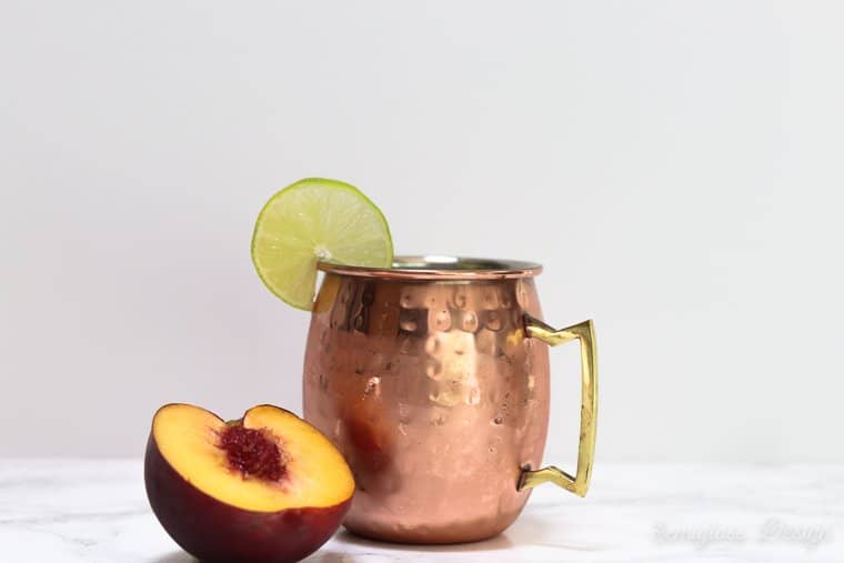 peach moscow mule in mug