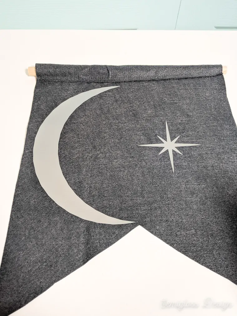 felt banner with moon and star