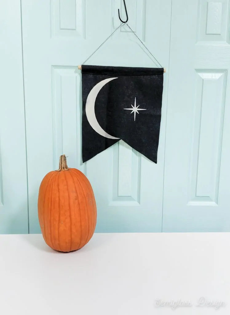 moon banner for halloween with pumpkin