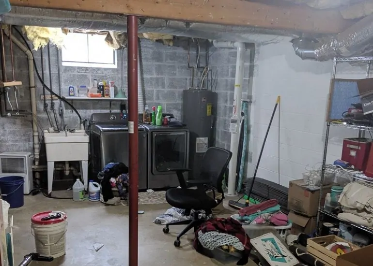 unfinished basement before picture