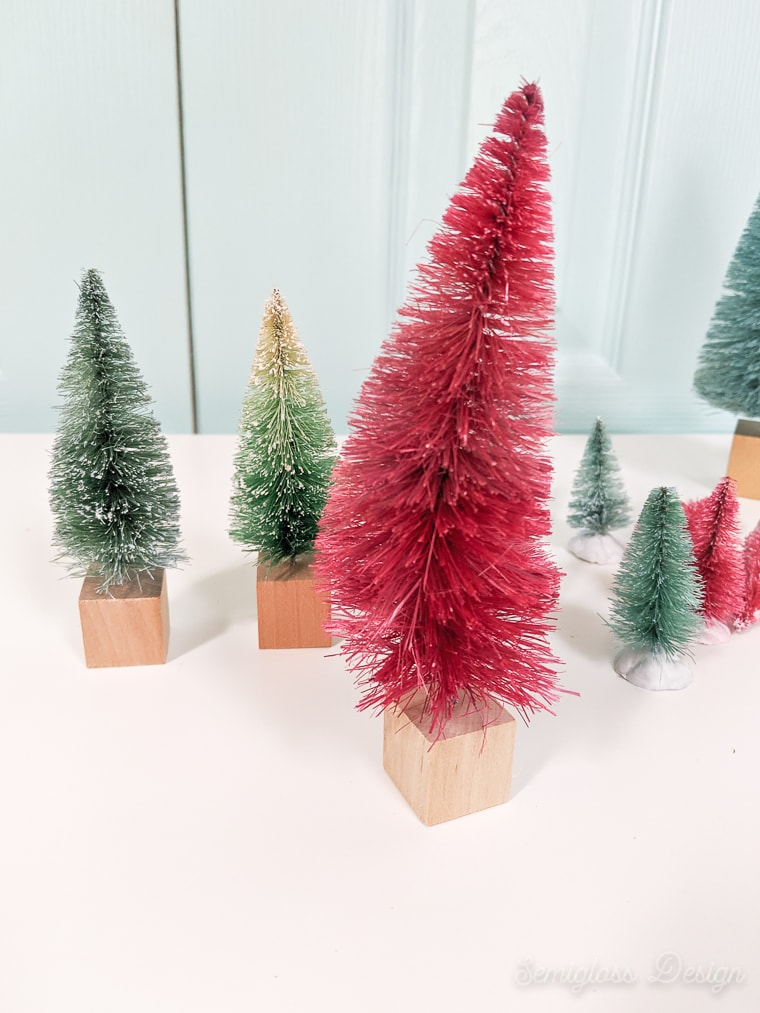 bottle brush tree with wooden block base