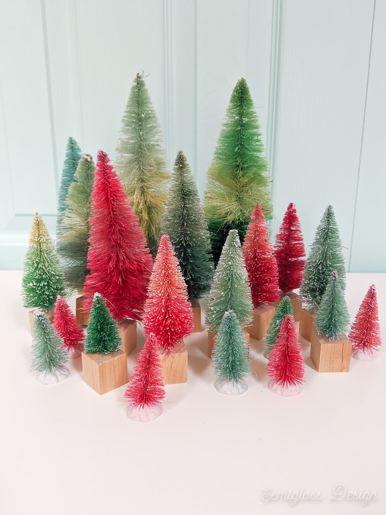 coloful diy bottle brush tree forest display