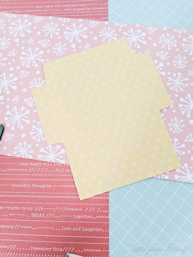 gift card envelope cut out using pretty yellow paper