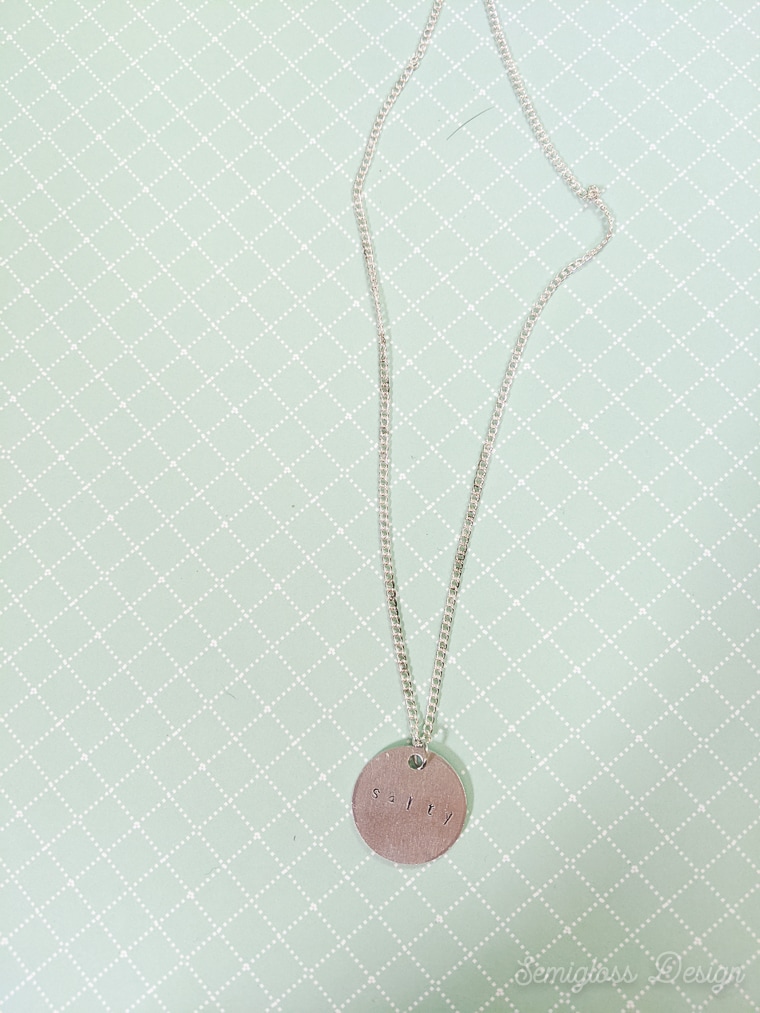 stamped metal jewelry necklace
