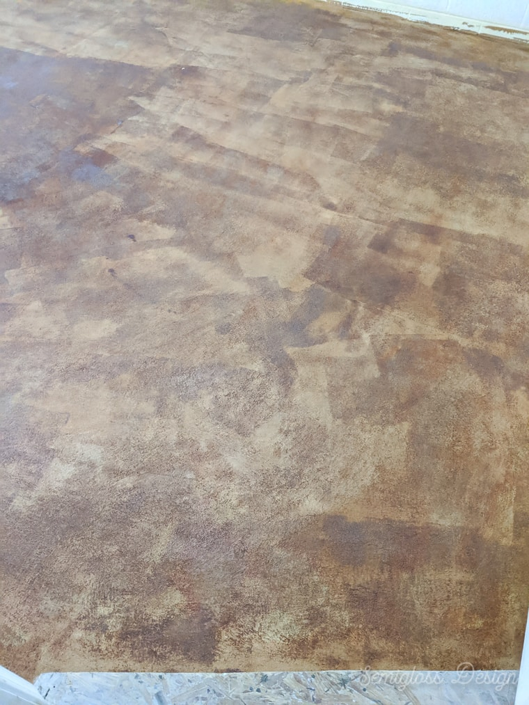 stained concrete floor after cleaning