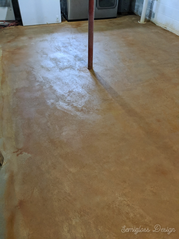 finished concrete stain in basement - malay tan by kemiko