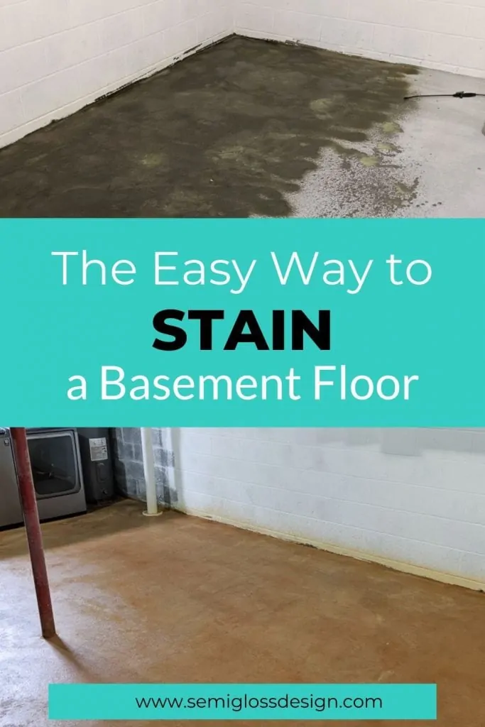 staining a basement floor collage