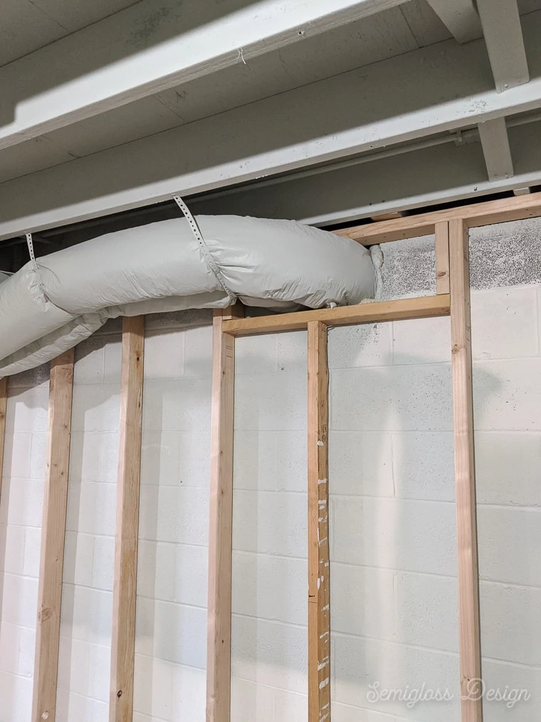 framed walls around vents in basement