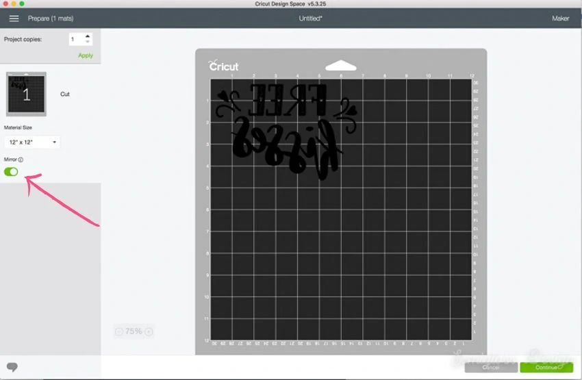 cricut design space mirrored design