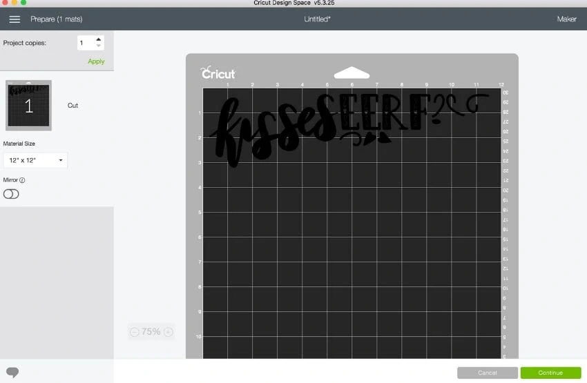 screenshot of cricut design space with scrambled design