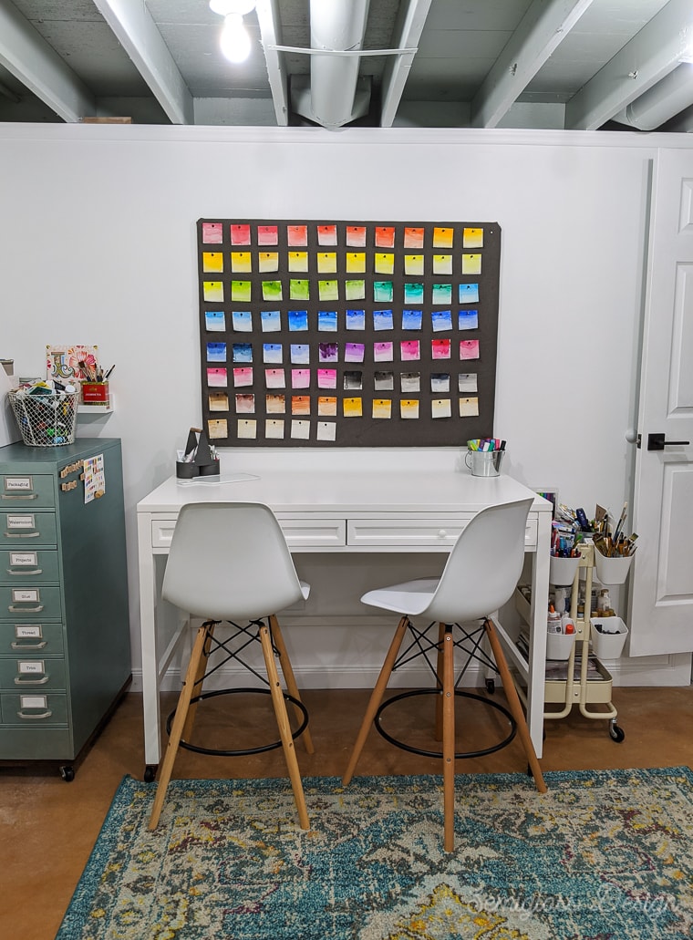 Colorful Basement Craft Room Reveal - Semigloss Design