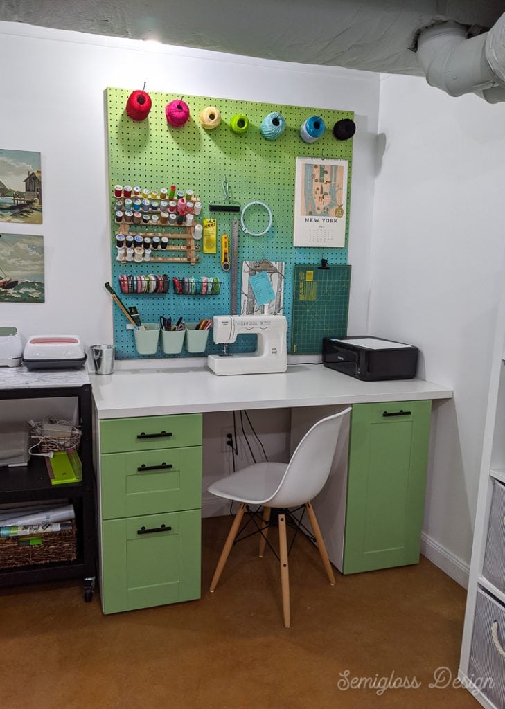 sewing desk amde from ikea sektion cabinets