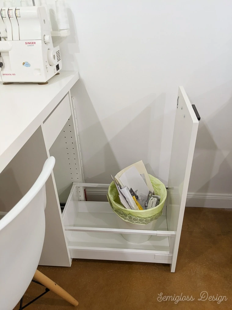 desk with pull out trash can