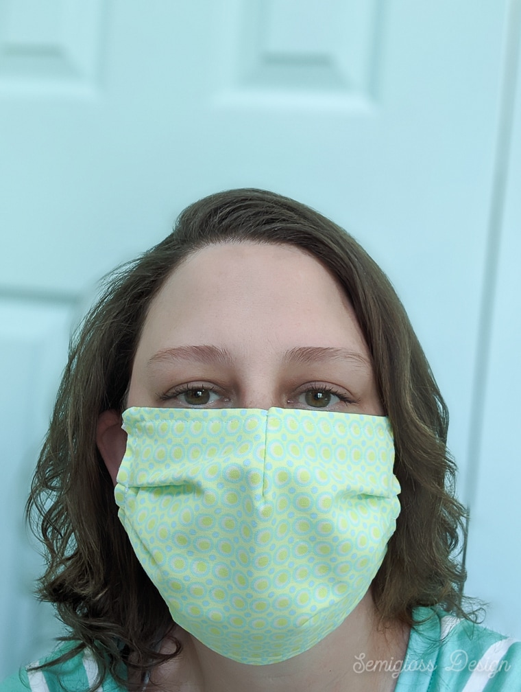lady in fabric face mask
