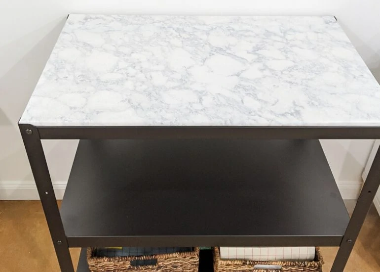 ikea bror hack with faux marble top