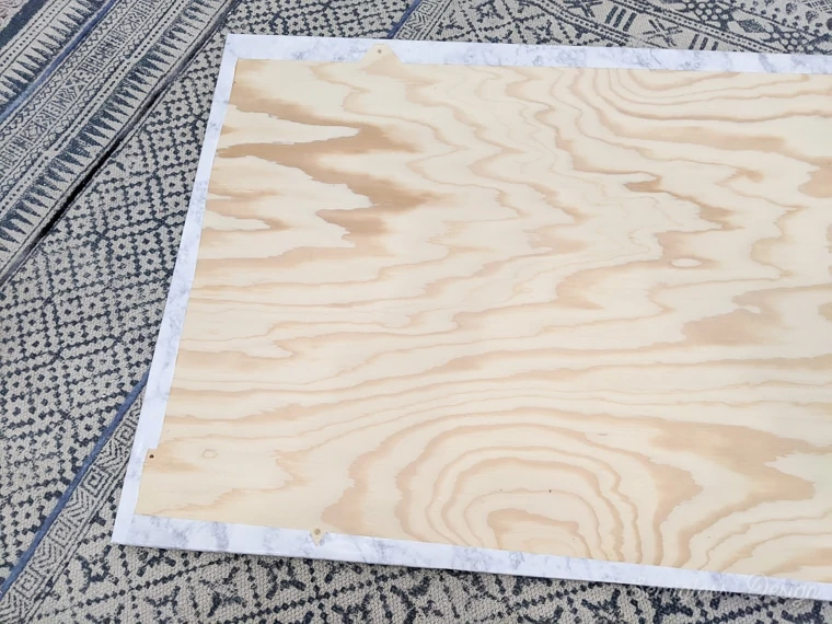 contact paper applied to wood top