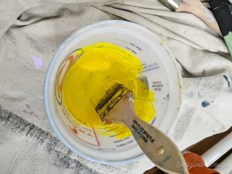 mixxture of yellow paint and glaze