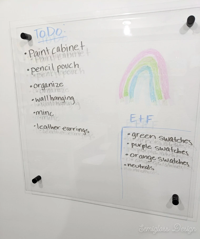 to do list on an acrylic dry erase board