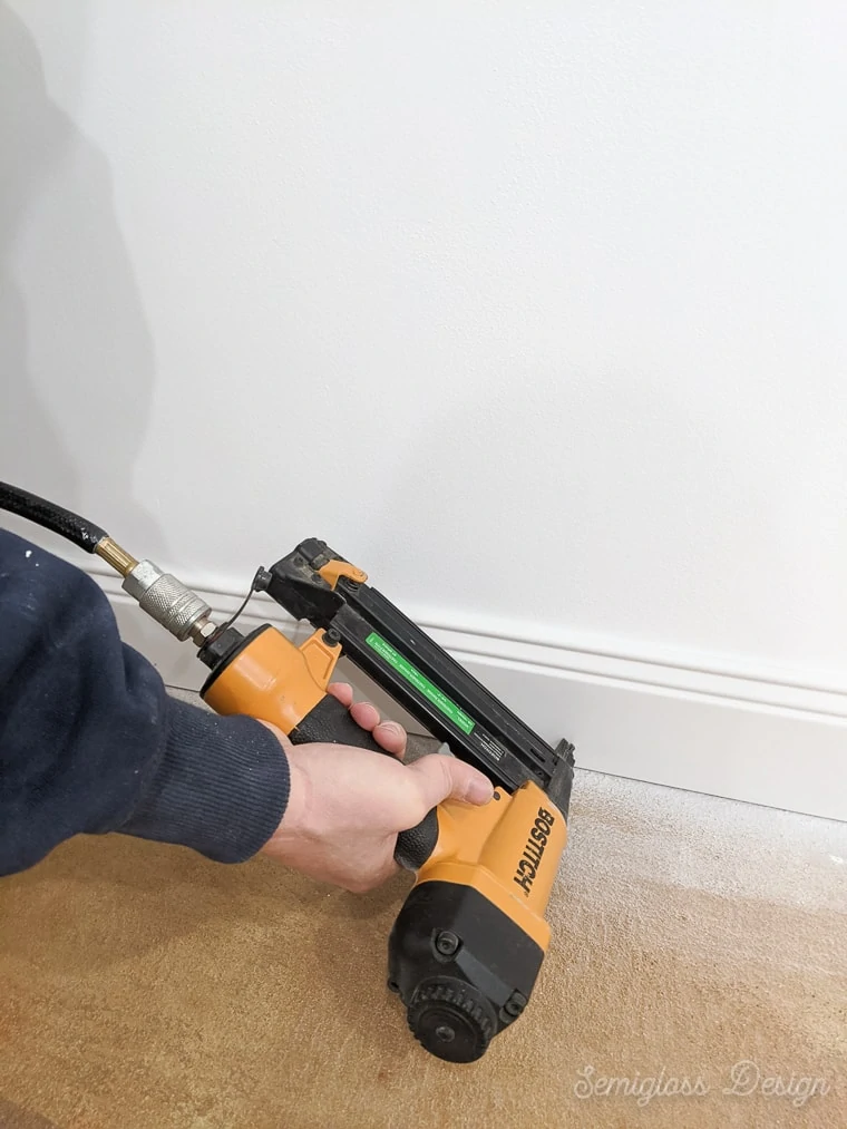 install baseboards with nailgun