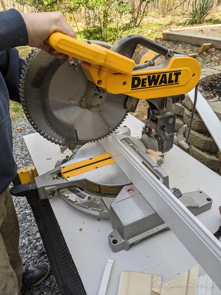 cutting trim with miter saw