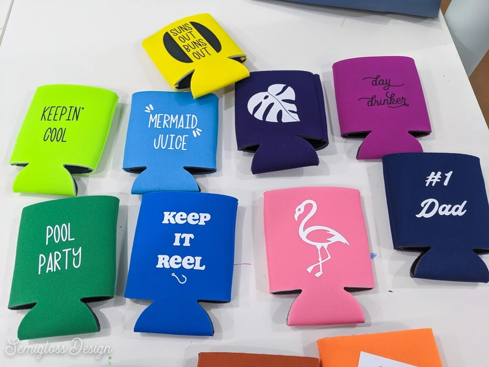 finished custom koozies