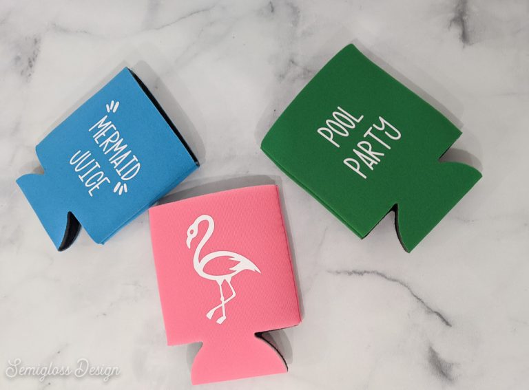 colorful summer koozies on marble background