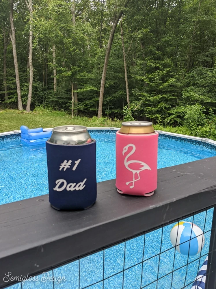 #1 Dad Koozie and pink flamingo koozie