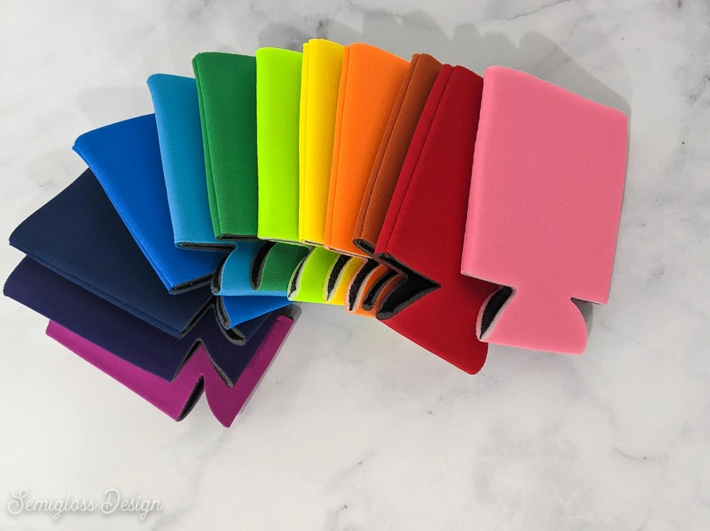 koozie blanks in rainbow colors