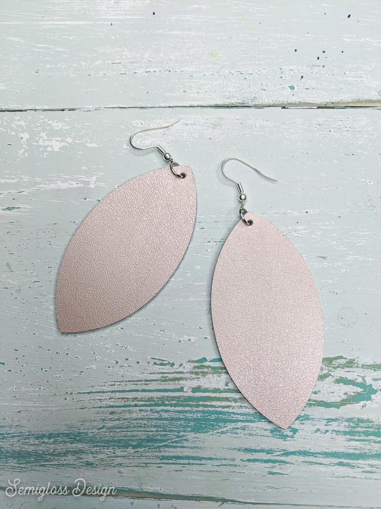 rose gold leather earrings in leaf shape