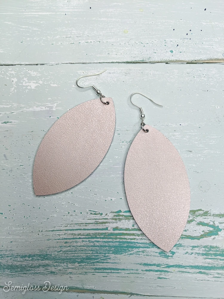 rose gold leather earrings in leaf shape