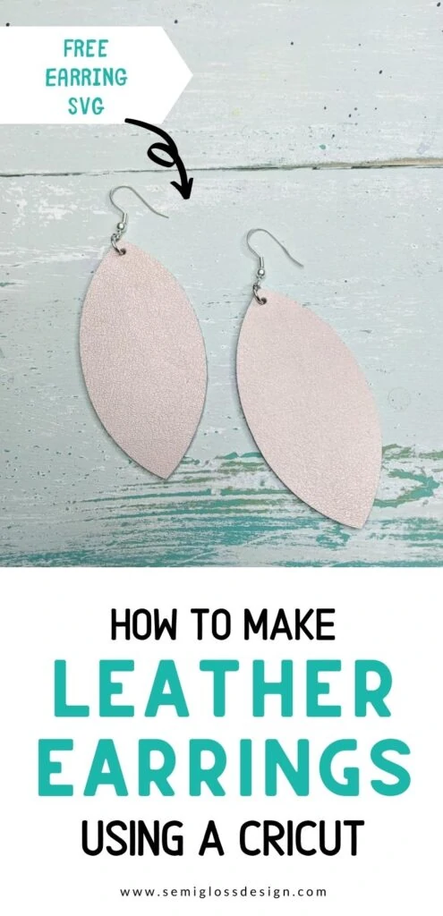 pin image - leather earrings on wood background