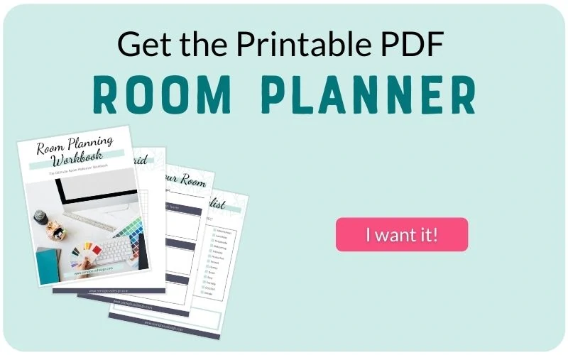 room planner on aqua background with pink button