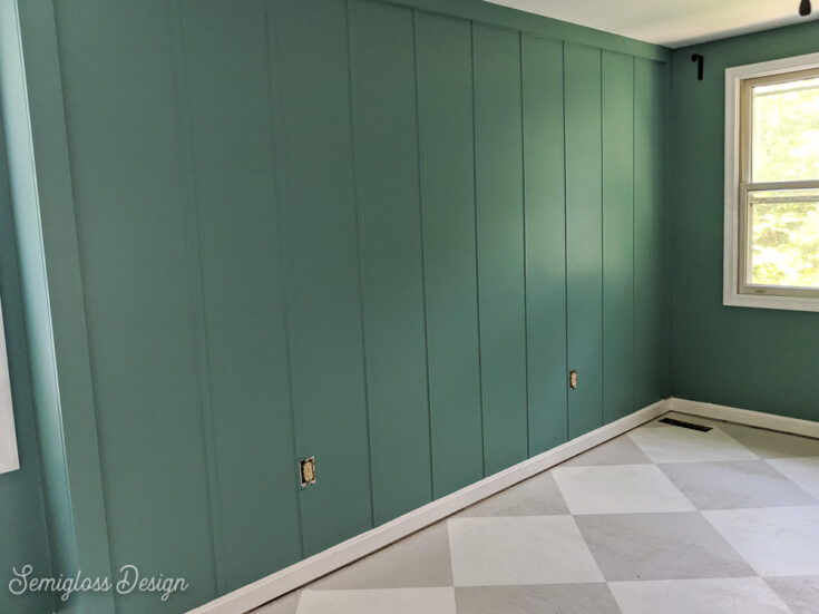 teal board and batten wall