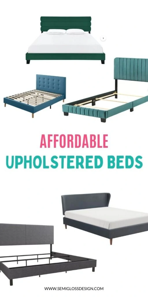 pin image - collage of affordable upholstered beds