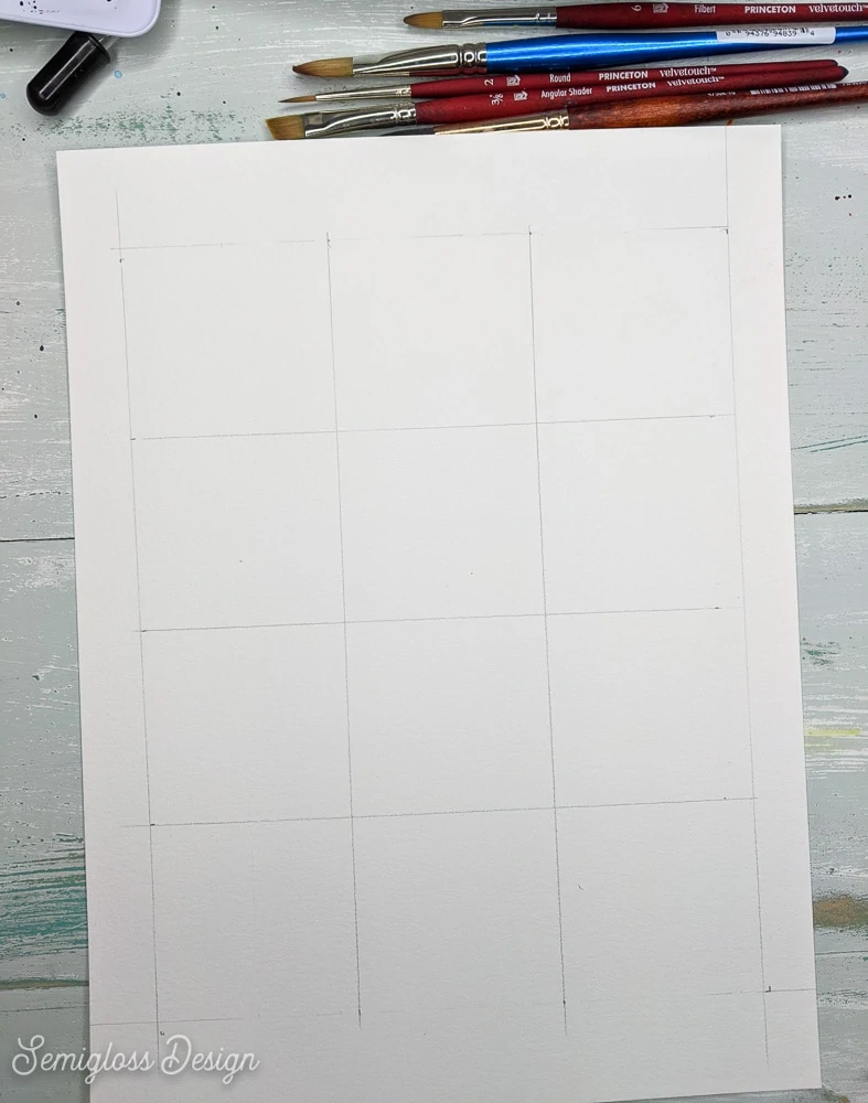 using a pencil to draw a grid on paper